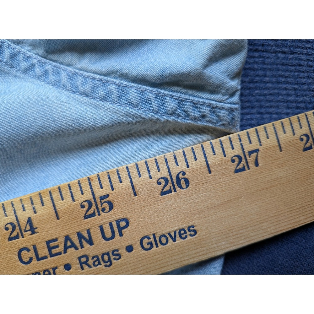 Vintage L.L. Bean Button Denim Shirt Mens XLT Trim Fit Tall Classic Workwear - Picture 4 of 7